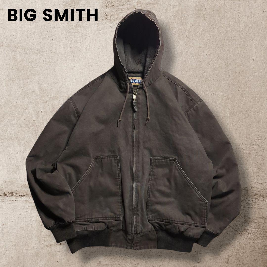 BIG SMITHダック地フルジップ裏ボアフーディXLフェード雰囲気系ブラウン Carhartt カーハート シエラジャケット ワークジャケット ダック