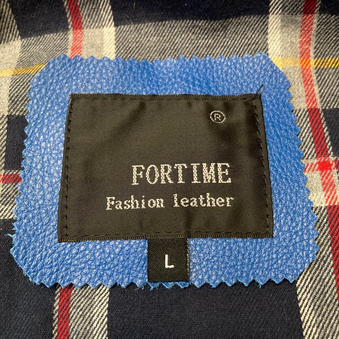 FORTIME レザージャケット シングルライダース 青 Lサイズの通販はau