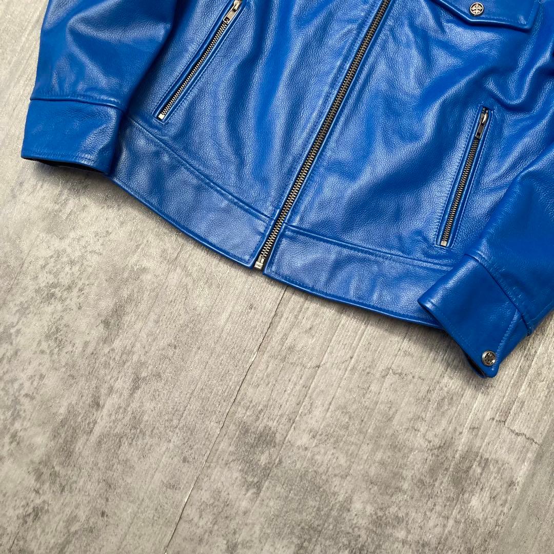 FORTIME レザージャケット シングルライダース 青 Lサイズの通販はau