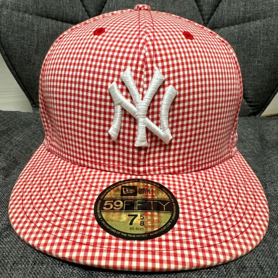 ピグレットォ様専用 ニューエラ ギンガムチェック 赤 キャップ 60.6cm