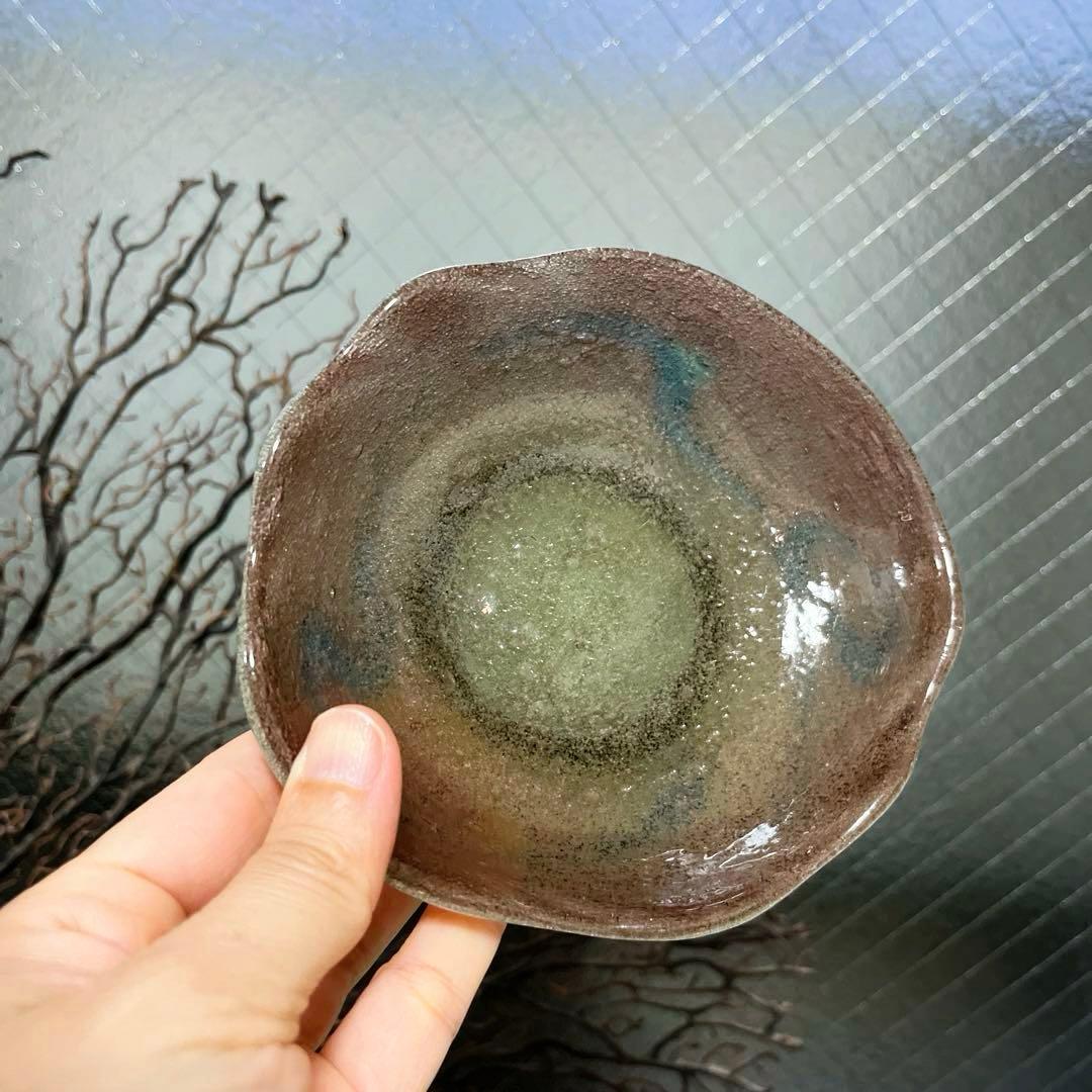 骨董 琉球ガラス 工芸ガラス 現代の名工 稲嶺盛吉 3色泡ガラス 小鉢