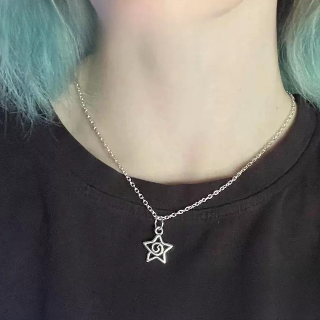 スター スパイラルネックレス シルバー Y2K アメカジ ヴィンテージ