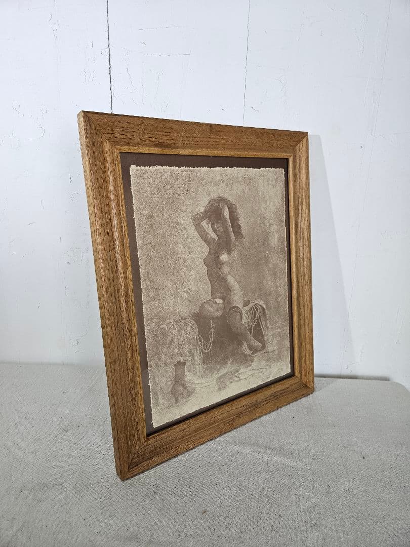 Vtg R Hendrickson 裸婦 ヌード プリント 木製額装 アート