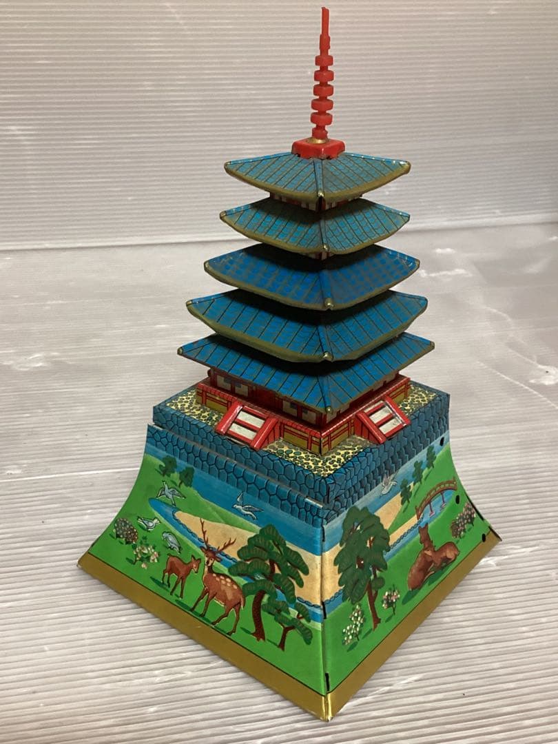 ★レア‼️ブリキ マルサン 金庫シリーズ 五重の塔 金庫 昭和レトロ 貯金箱
