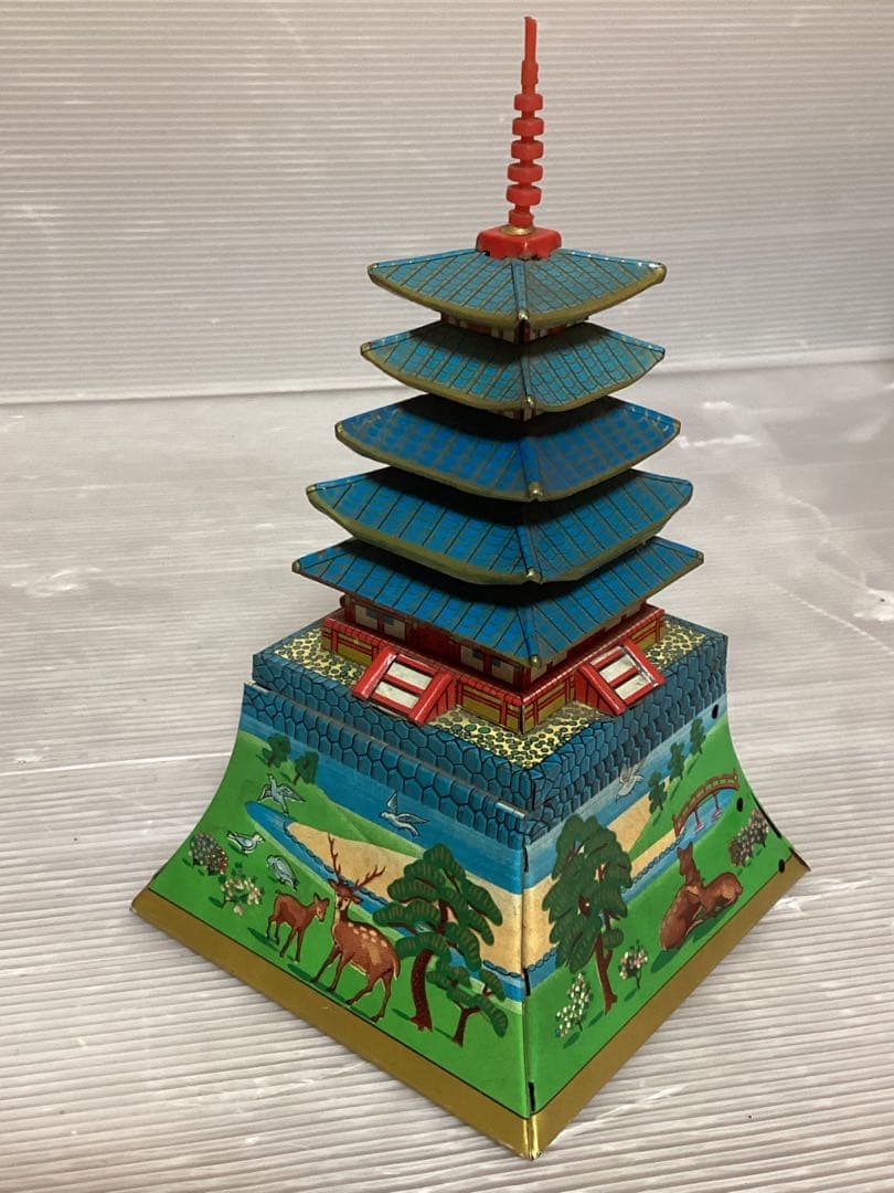 ★レア‼️ブリキ マルサン 金庫シリーズ 五重の塔 金庫 昭和レトロ 貯金箱