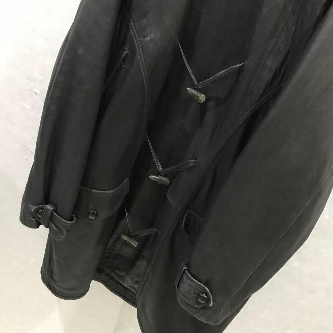 90s イタリア製 本革 ダッフル ロングレザーコート ブラック 44 - メルカリ
