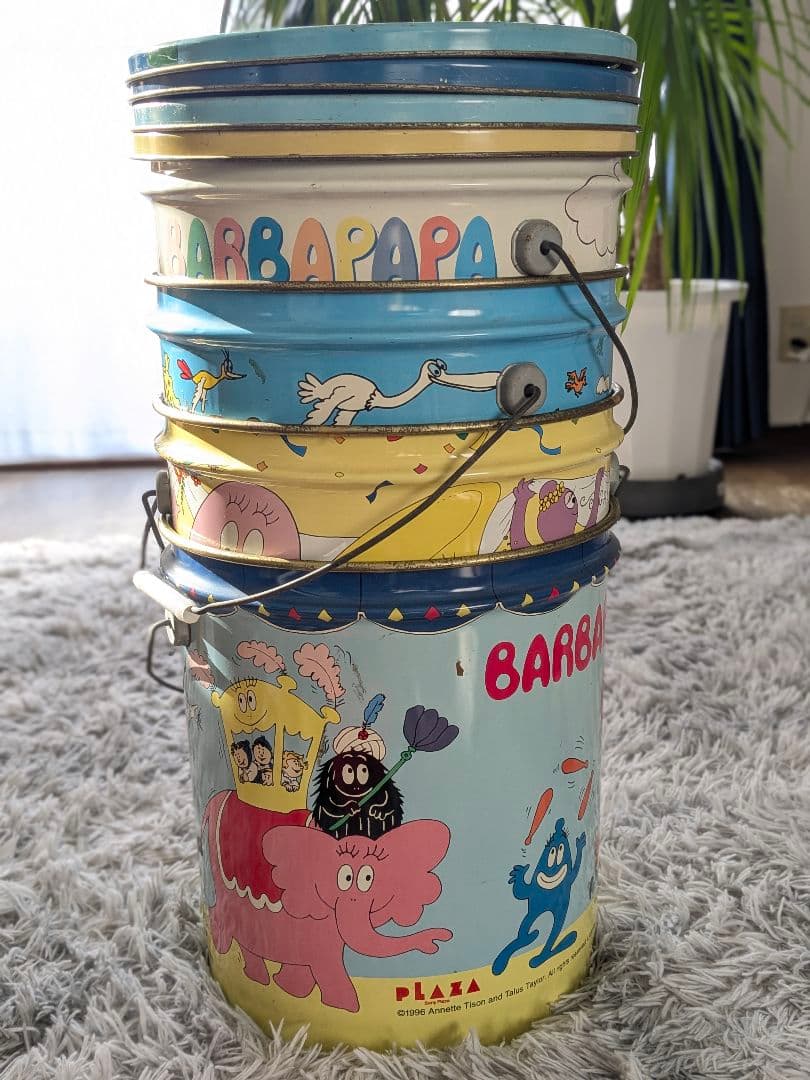 ★バーバパパ 缶 大サイズ4個セット★まとめ売り格安！ソニープラザレトロ缶