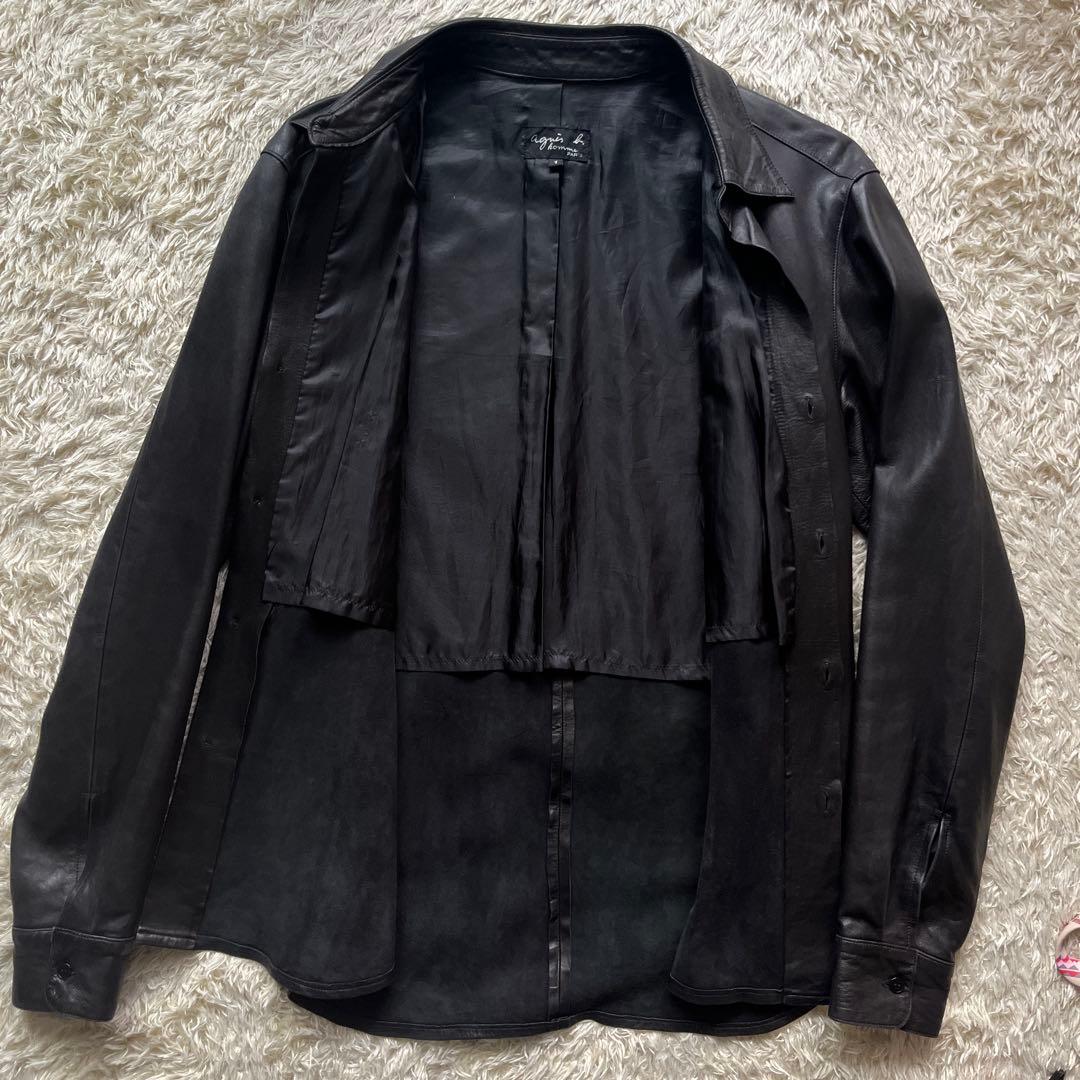 希少 90s Agnes b. homme レザーシャツ ジャケット ラムレザー - メルカリ