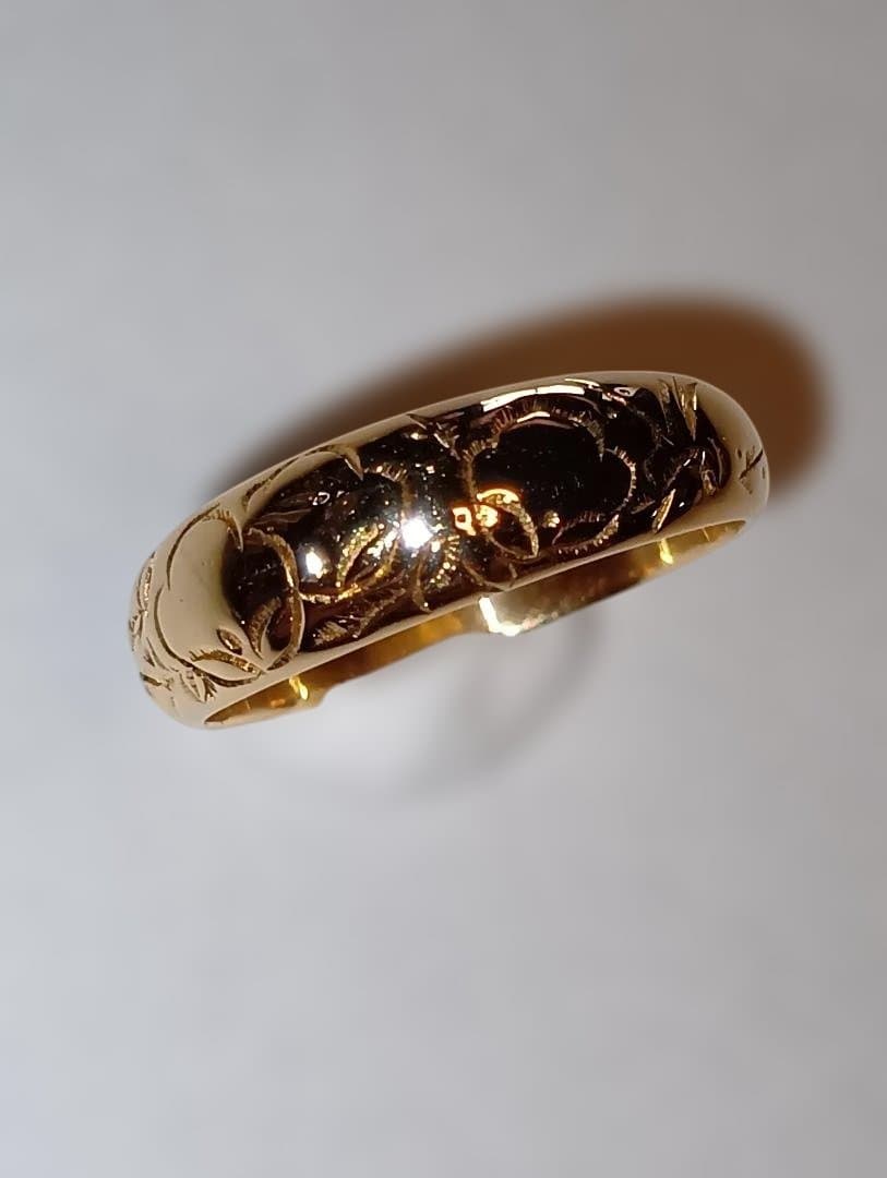 18金 K18 和柄 梅 デザインリング 男女 5.46g 17号