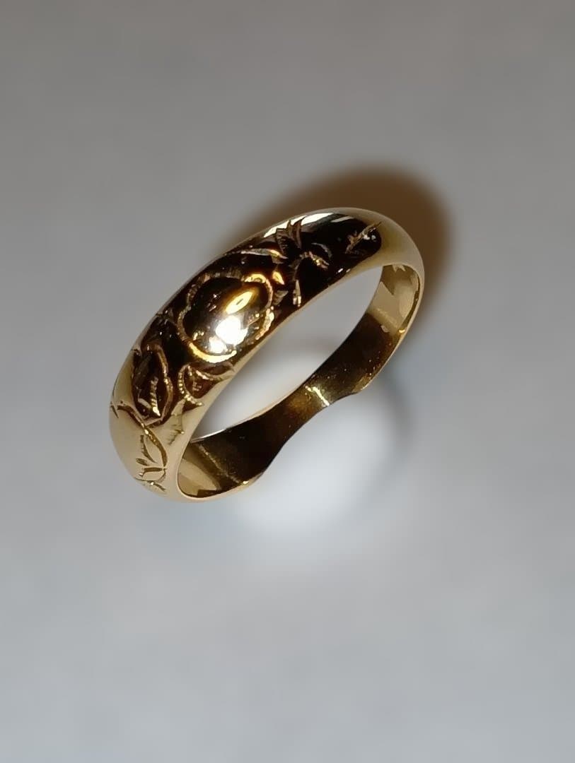 18金 K18 和柄 梅 デザインリング 男女 5.46g 17号