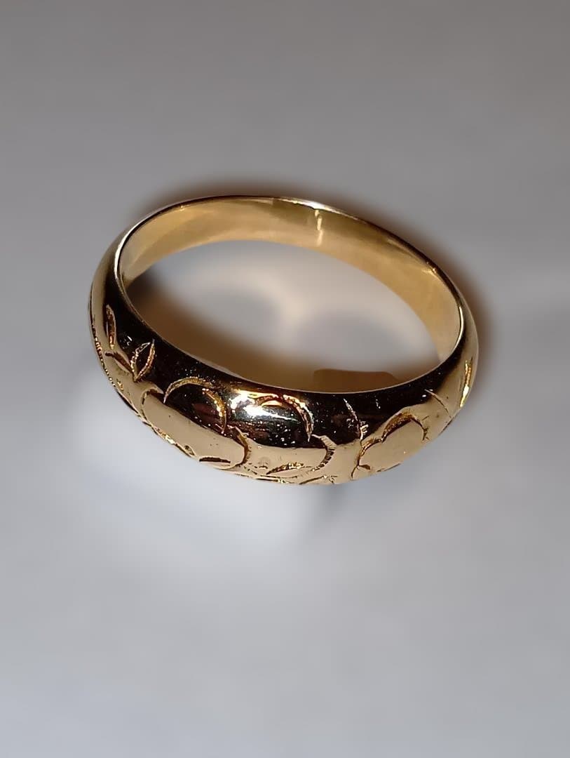 18金 K18 和柄 梅 デザインリング 男女 5.46g 17号