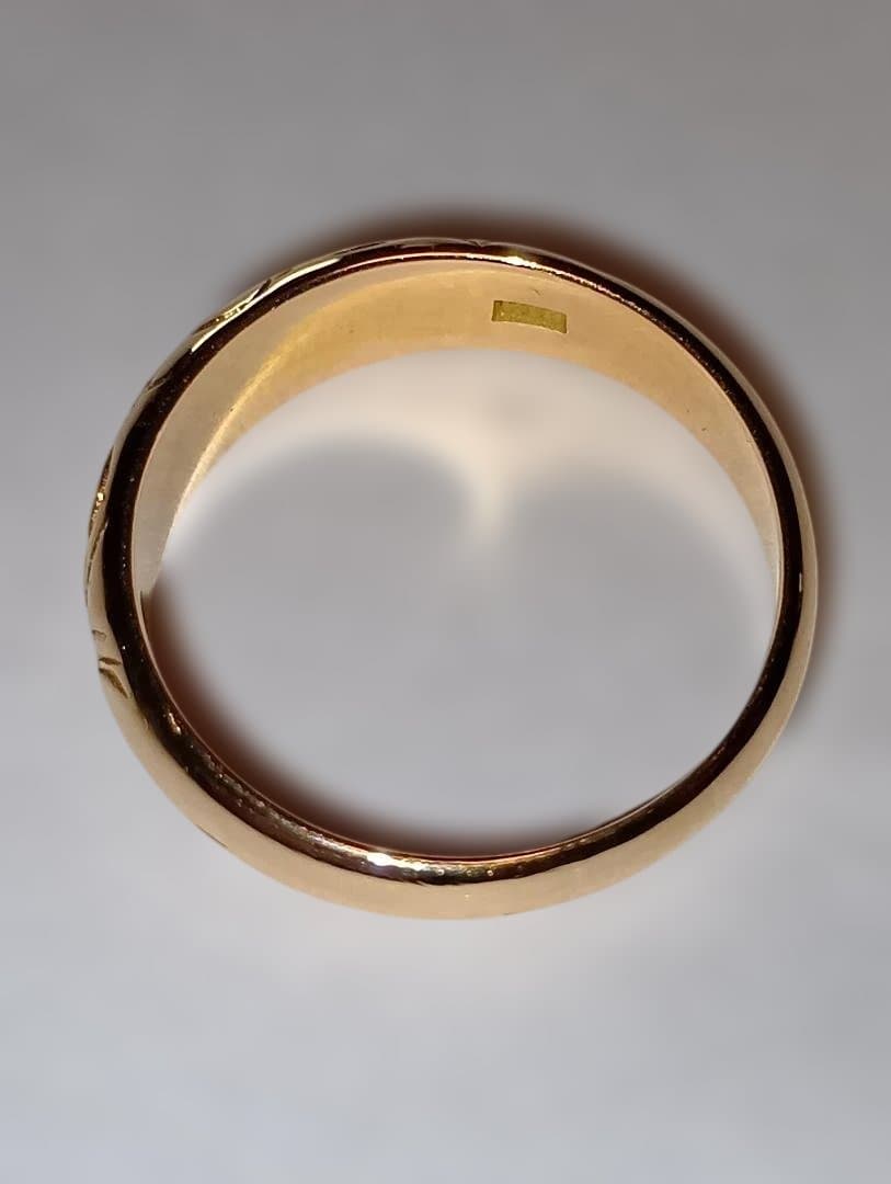 18金 K18 和柄 梅 デザインリング 男女 5.46g 17号