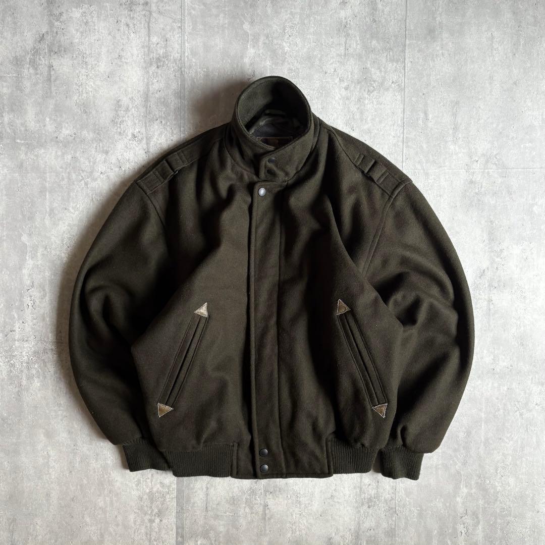 【90s vintage】スイングトップ　ブルゾン　ウール×レーヨン　短丈　肉厚 90s vintage】スイングトップ ブルゾン ベロア 短丈 太畝 ニット