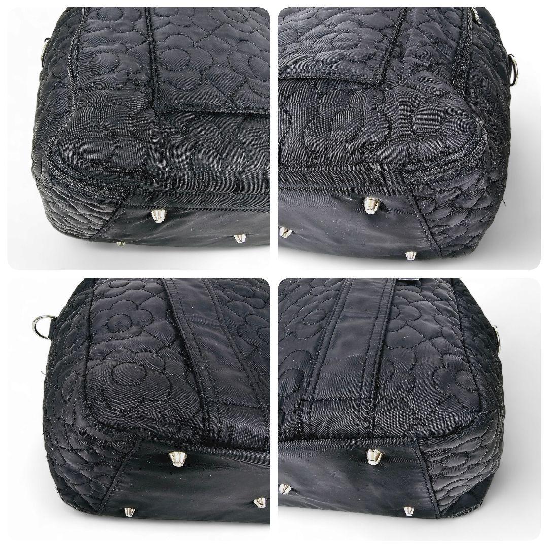 マリークワント ボストンバッグ デイジーキルト 黒 キャリーオン 旅行