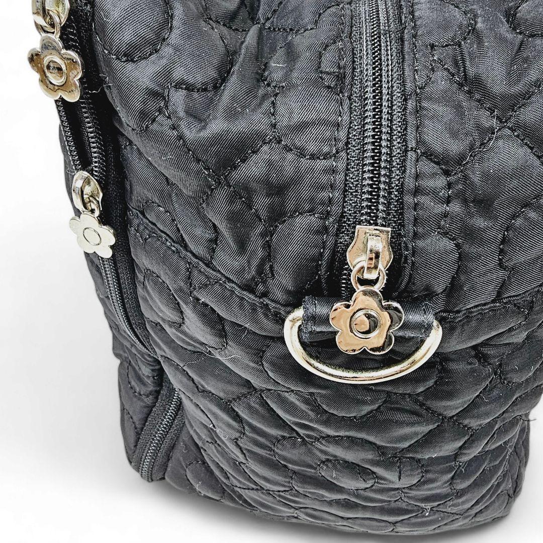 マリークワント ボストンバッグ デイジーキルト 黒 キャリーオン 旅行