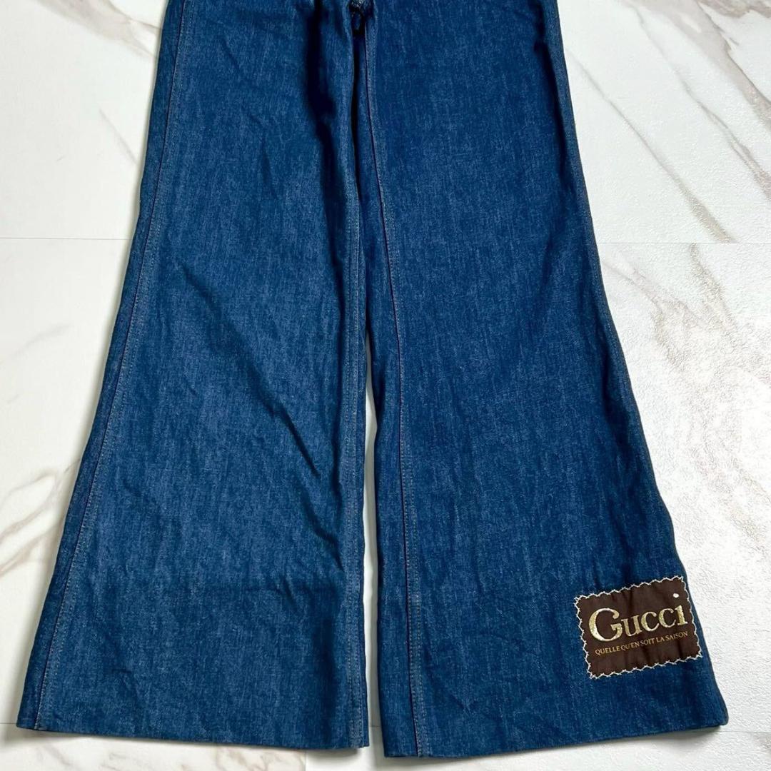 極美品 GUCCI グッチ フレア デニムパンツ 刻印ボタン 現行タグ - メルカリ