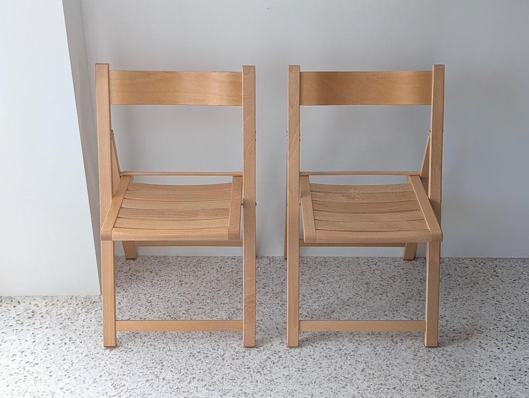 90s ビンテージ 無印 イタリア製 ブナ材 折りたたみチェア 2脚S