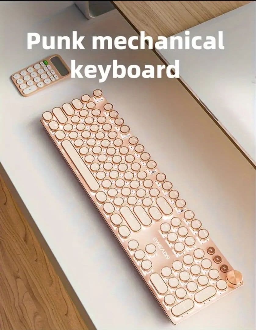 ピンク‪‪♡EWEADNタイプライター風キーボード Amazon | EWEADN メカニカル式ゲーミングキーボード タイプライター風