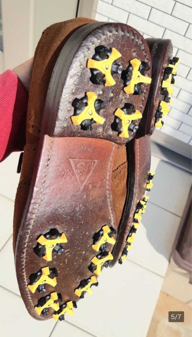 貴重★J's高級スエードゴルフシューズ(茶)、革底、26.0cm