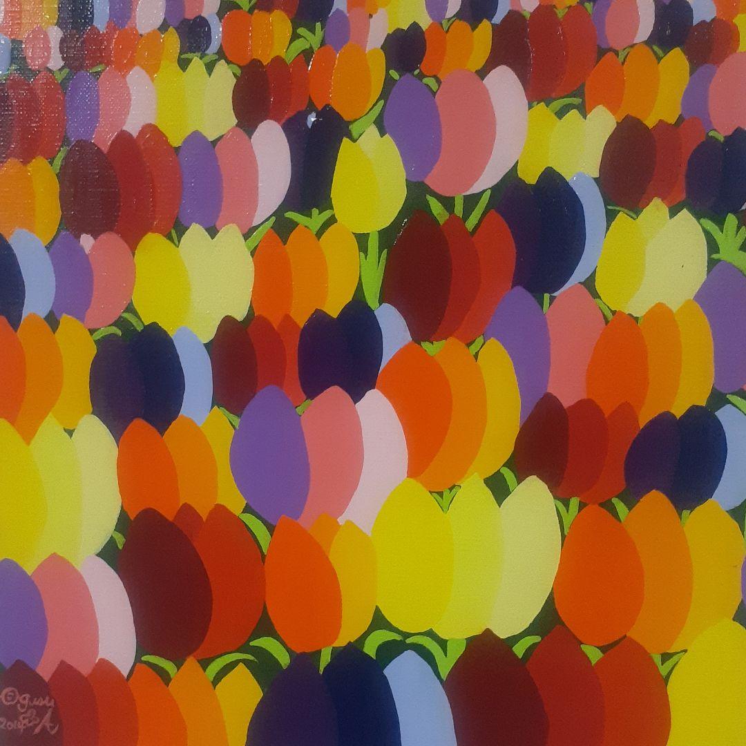 ハッピーチューリップ畑 F6号 アクリルガッシュ キャンバス - メルカリ