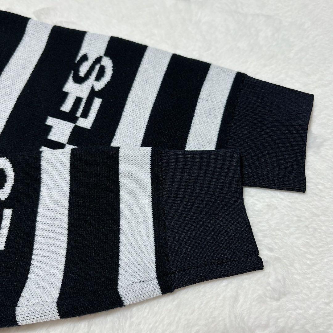 《美品》パーリーゲイツ ボーダーニットスカートセットアップ 黒×白 近年モデル