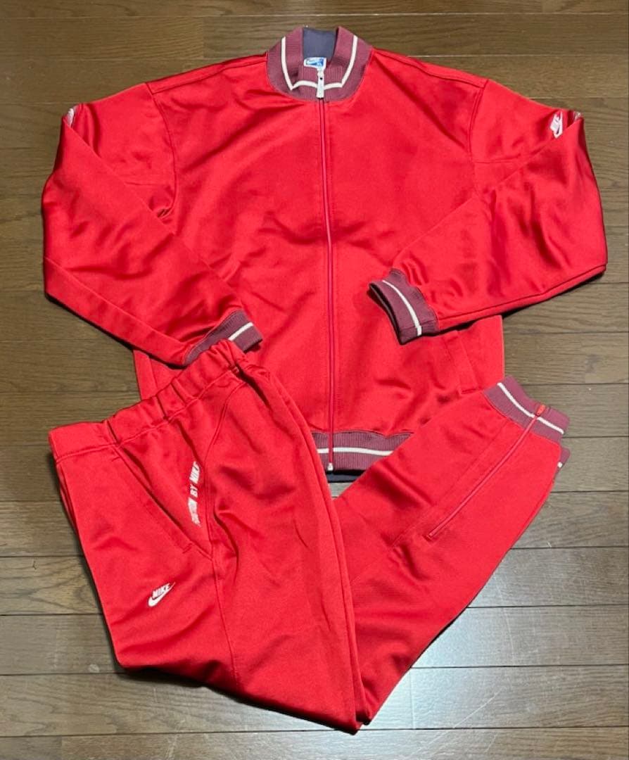【未使用】 80s NIKE 青タグ トラック ジャージ　セットアップ　XL Q□日本製□オールドナイキ/NIKE セットアップ トラックジャージ□紺