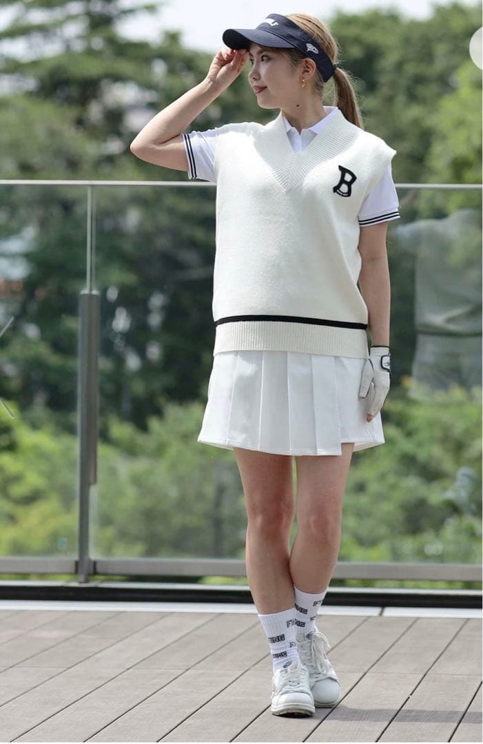 BEAMS GOLFORANGE LABEL / Bワッペン ニットベスト