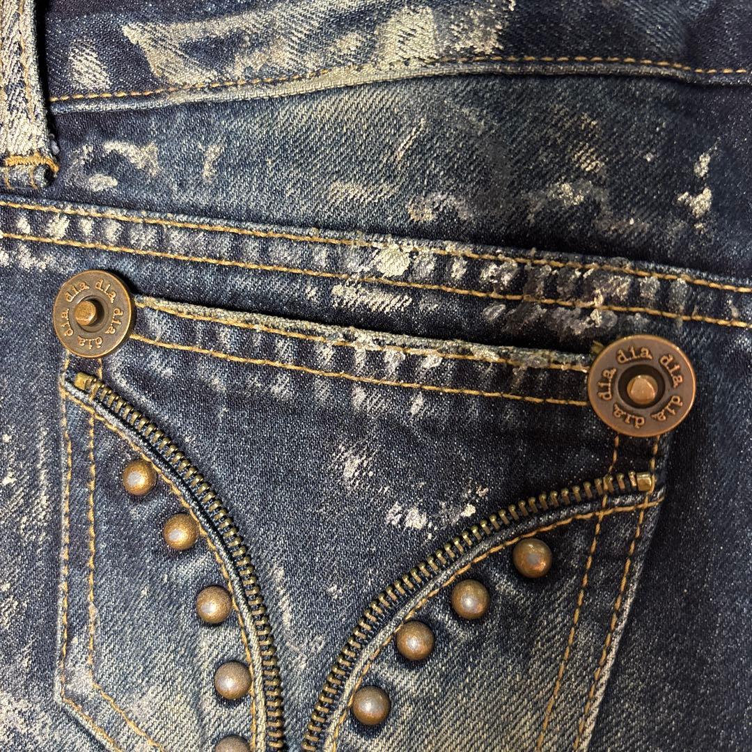 d.i.a.y2k平成ギャル スタッズラメダメージデニムショートパンツサイズ