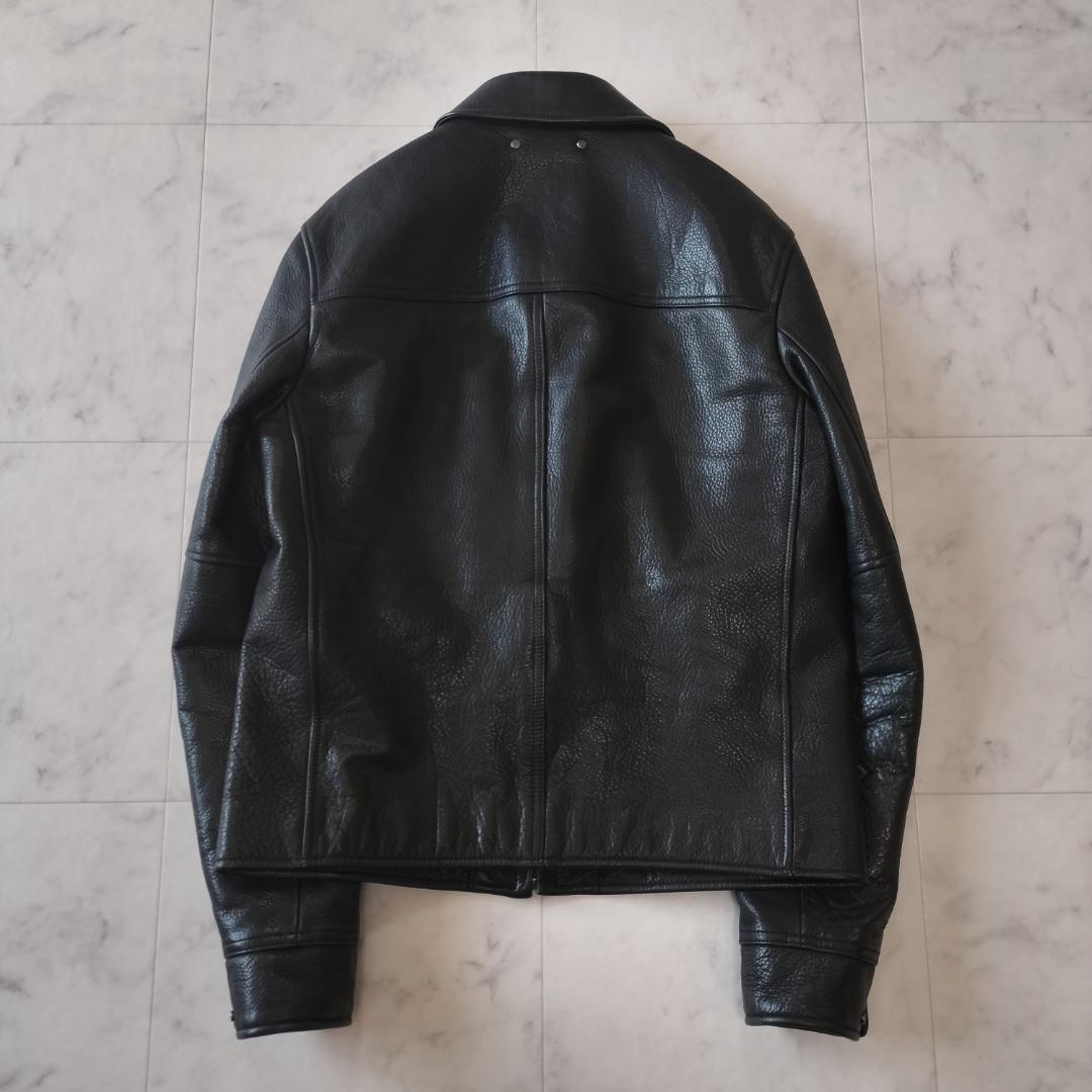 COACH 襟付きシングルライダースジャケット M ブラック レザー