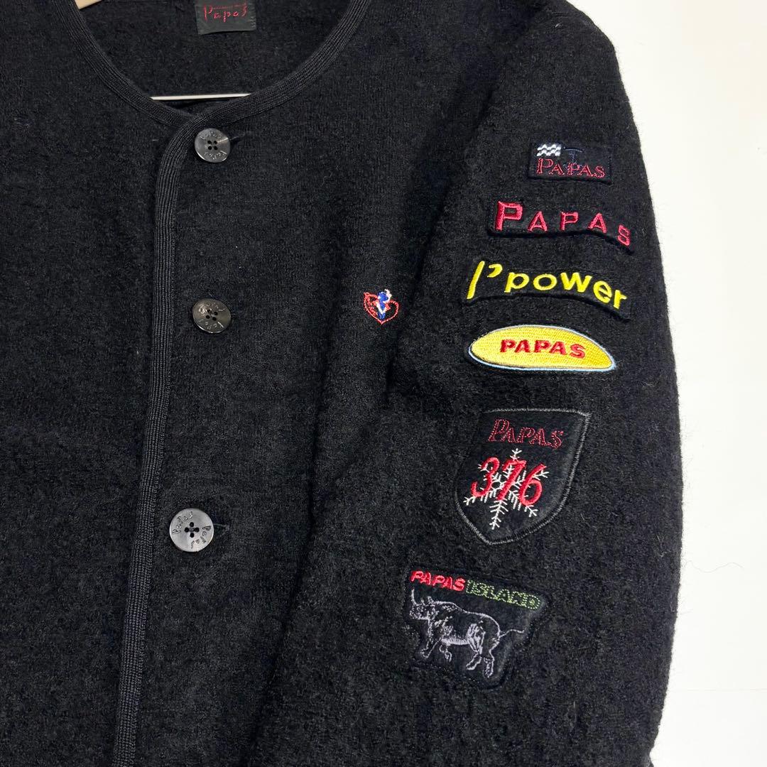 日本製 PAPAS パパス ウール100 黒・ブラック ジャケット 48M ご覧