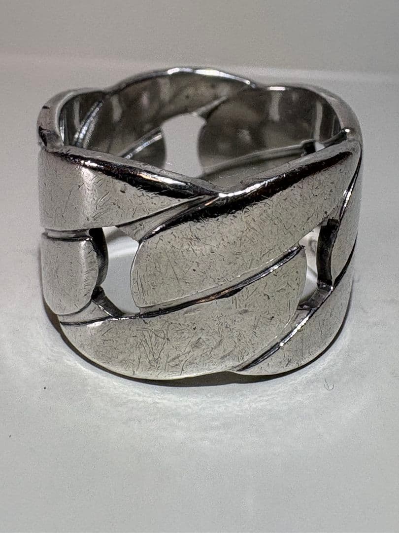 GUCCI G チェーンモチーフワイドリング刻印サイズ:9号【箱/ポーチ付