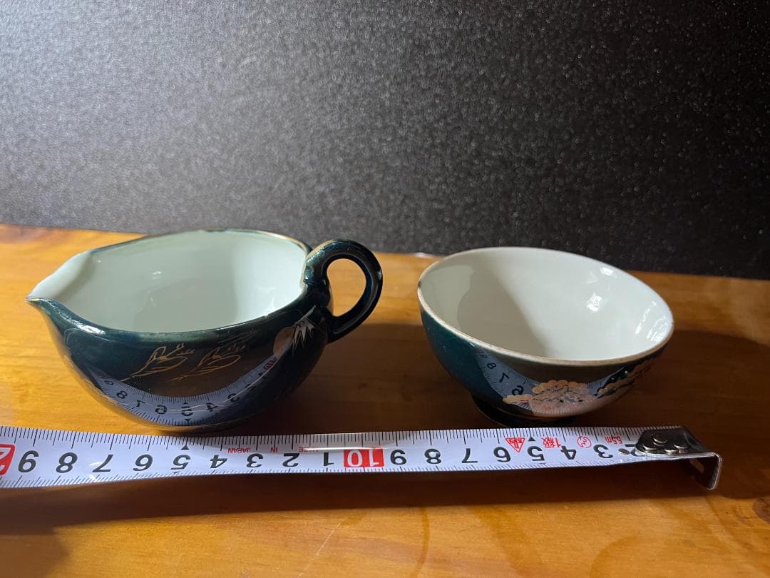 九谷 金彩 紺青 湯冷まし 湯呑 富士山 松 鶴 茶道具 煎茶道具 - メルカリ