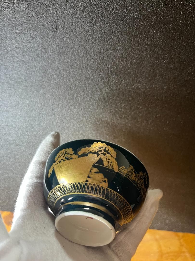 九谷 金彩 紺青 湯冷まし 湯呑 富士山 松 鶴 茶道具 煎茶道具 - メルカリ