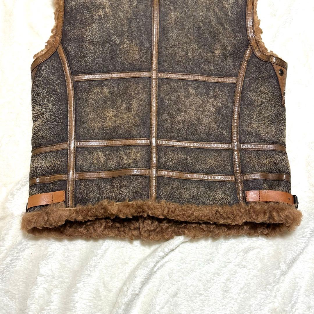 希少 美品 RALPH LAUREN XL ラム レザー ベスト ラルフローレン - メルカリ