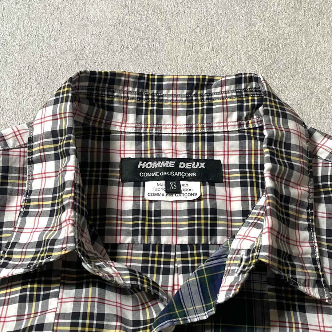 コムデギャルソン オムドゥ-フロントパッチワーク プレイドシャツ-SIZE