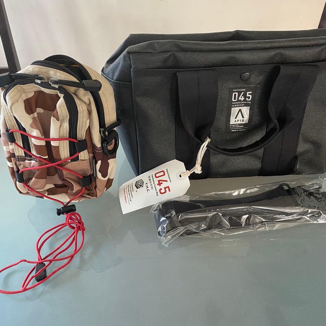 APIOx横濱帆布鞄 ブラックキャンバス・アビエイターキットバッグ迷彩