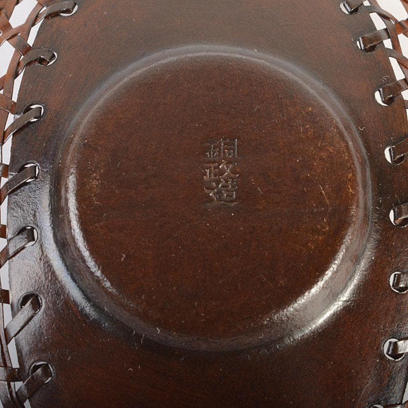 煎茶道具 平安 銅政造 黄銅 二段編 小判茶托 5客 共布共箱 V 6829