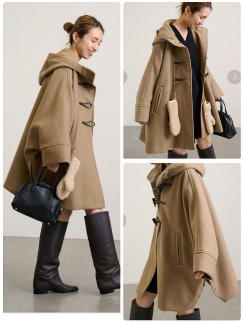 極美品 フレームワーク 23AW メルトン ダッフル ポンチョコート