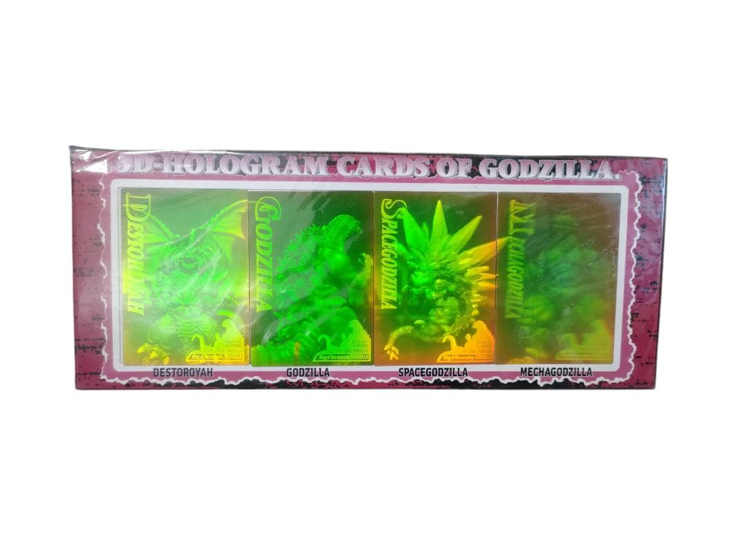 当選品　激レア　ゴジラ　アマダ　カード　3D　ホログラム　台紙付き サイン入り 当選品 3Dホログラムカード ゴジラ 4枚セット 激レア