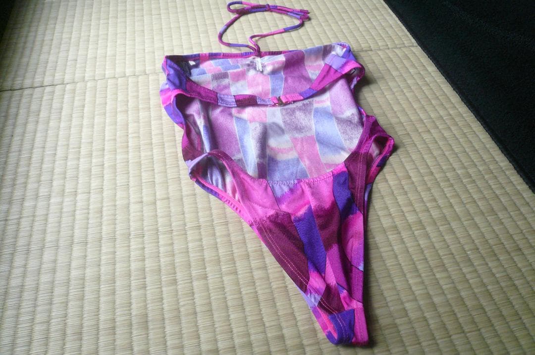 珍しい！アシックス製 超ハイレグレオタード水着 RQ＆紫柄ホルターネック水着