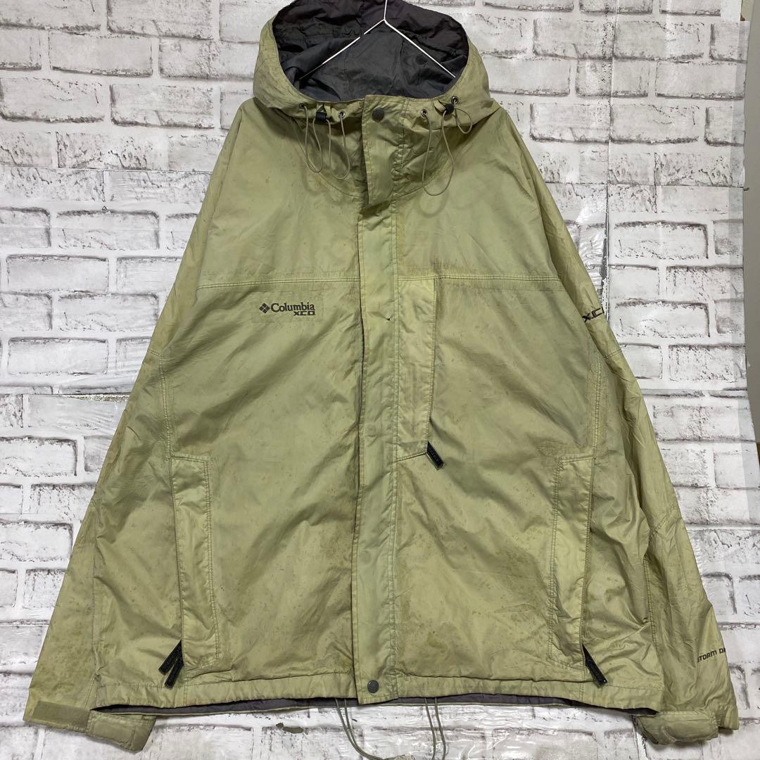 コロンビア マウンテンパーカー ベージュ2XL ロゴ刺繍アウトドア0219