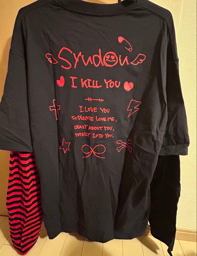 Syudou あいきるゆぅ　ボーダー　ロングTシャツ