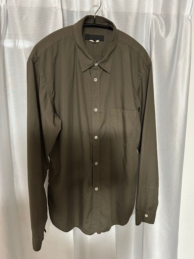 コムデギャルソン　オムドゥ　ポリエステル縮絨　長袖シャツ　ブラウン　製品加工 コムデギャルソン オムドゥ ポリエステル縮絨 長袖シャツ ブラウン
