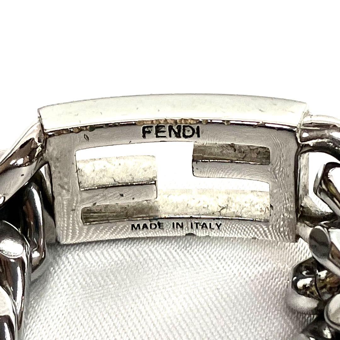 極美品】フェンディ チェーン ブレスレット 喜平 FF シルバー ロゴ刻印