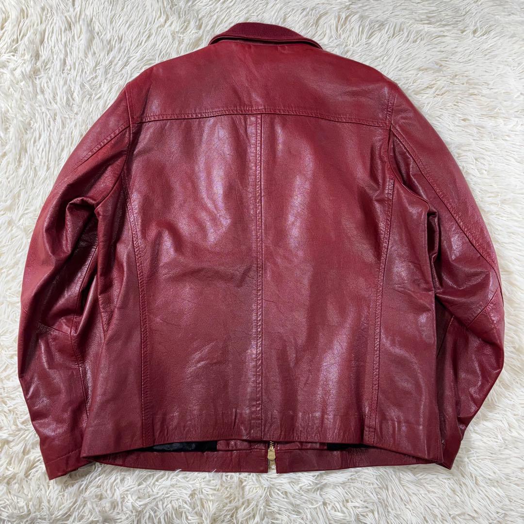 本革 TABLOID NEWS 山羊革 ゴートレザー シングルライダース 赤 - メルカリ