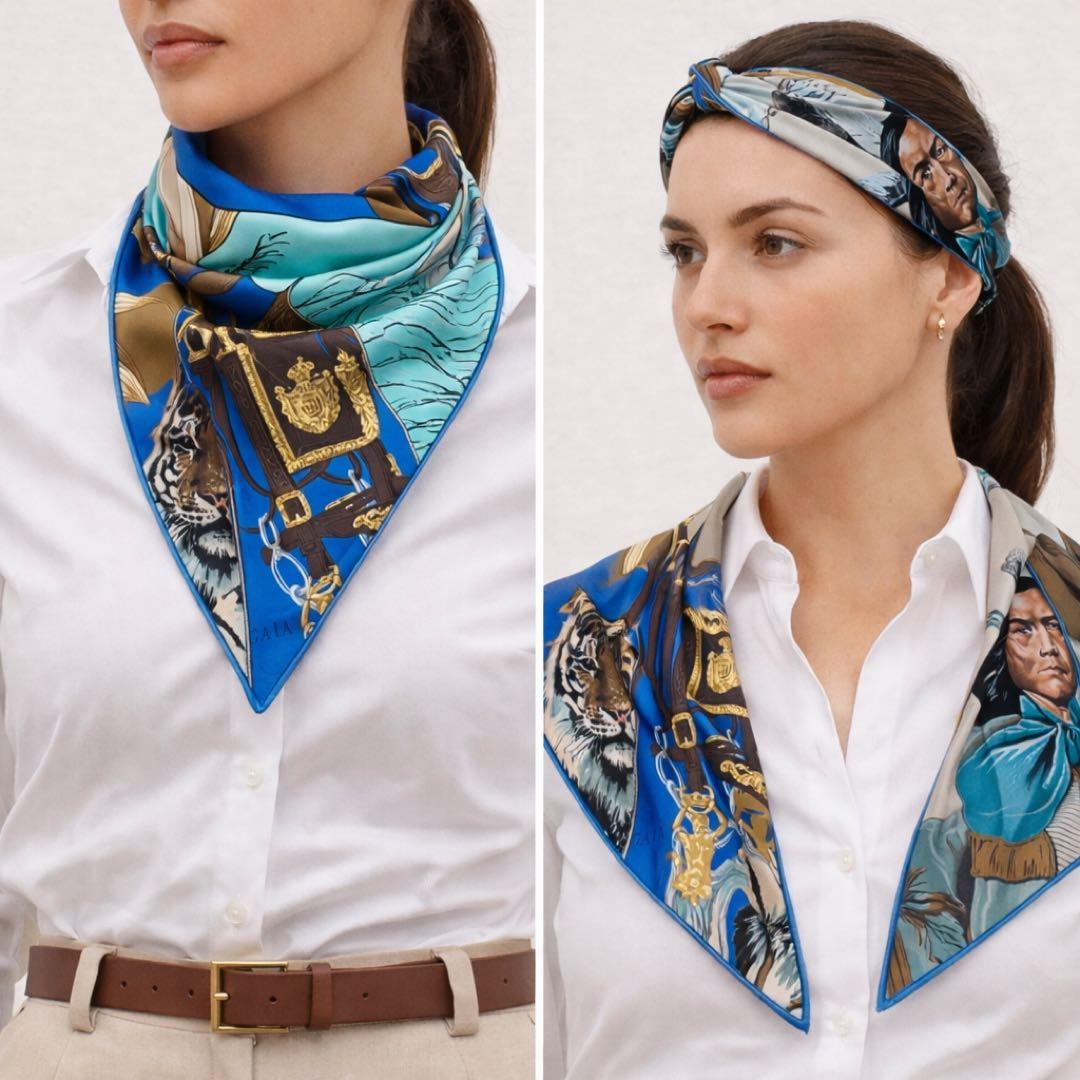 美品】HERMESエルメス カレ・アン・カレ ポワンチュ シルクスカーフ