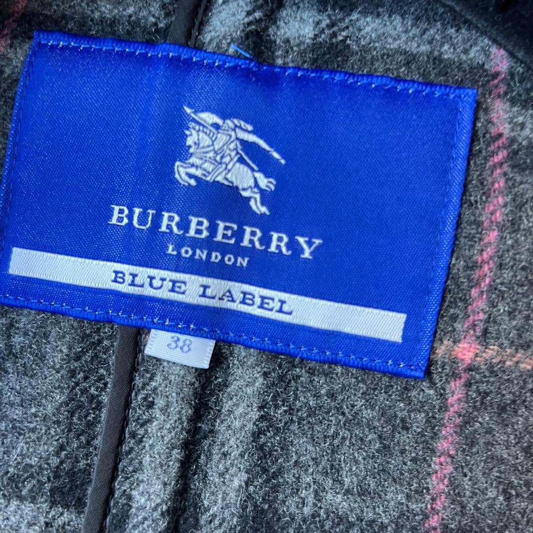 希少カラーピンクチェック バーバリーブルーレーベル ダッフルコート
