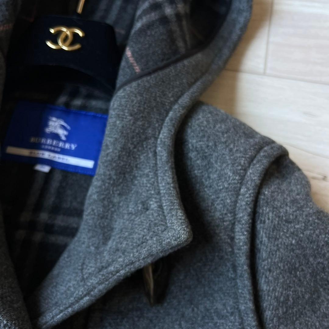 希少カラーピンクチェック バーバリーブルーレーベル ダッフルコート