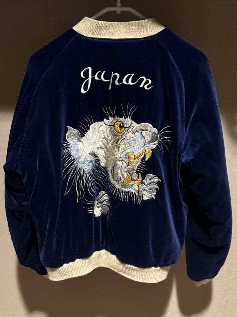 美品 テーラー東洋 別珍 スカジャン 白虎 日本地図 Lサイズ M18427