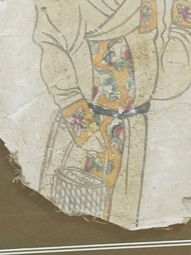 ♥中国　壁画　人物　額　②　ケース付き　骨董　古玩